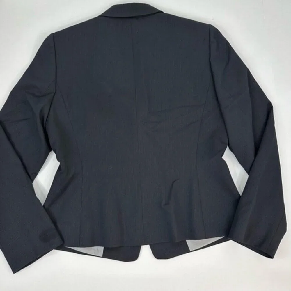 Tahari Arthur S Levine Women Navy Blue Pinstripe Two Button Blazer Jacket Size 8